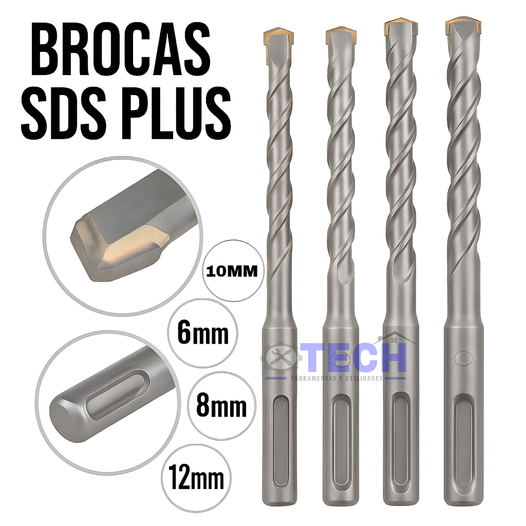 Jogo De Brocas de Wídea Concreto Sds Plus 5mm 6mm 8mm 10mm