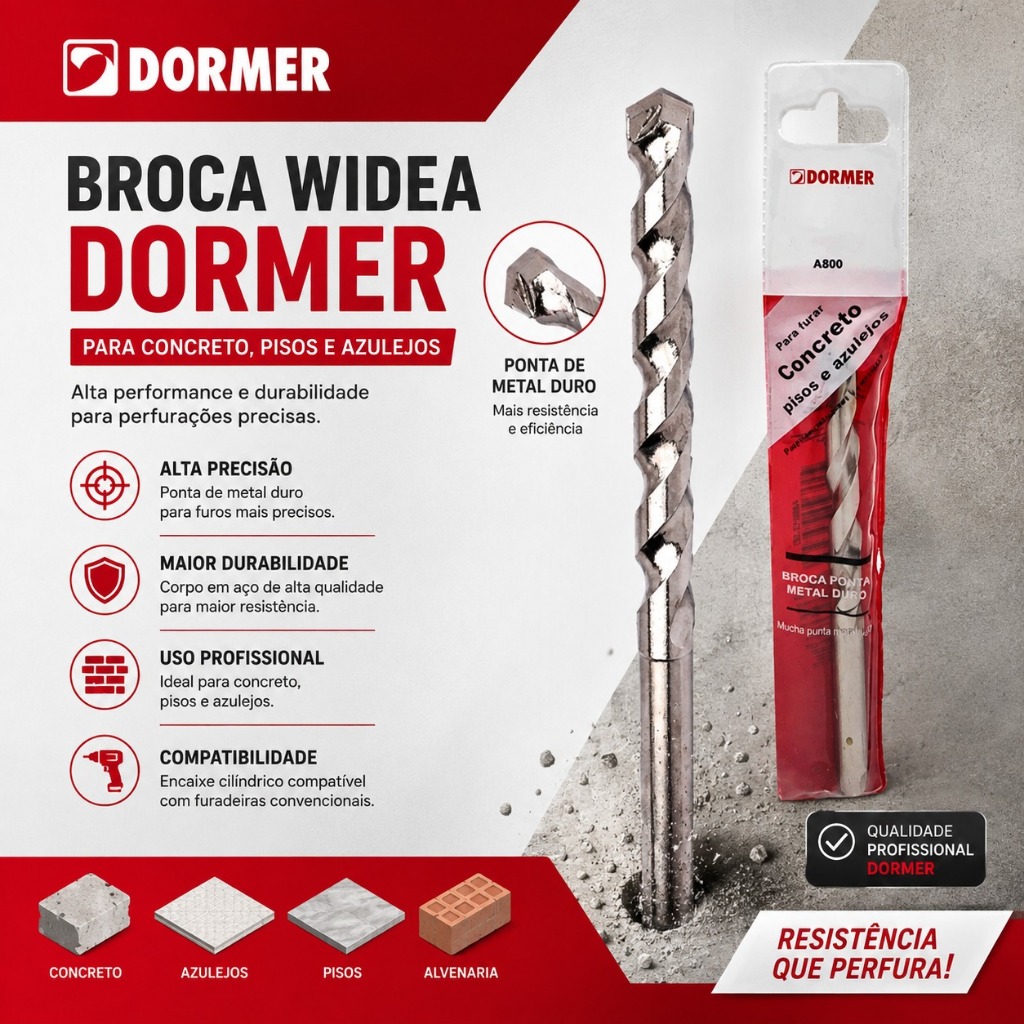 Broca de Wídea para Concreto e Alvenaria - marca Dormer