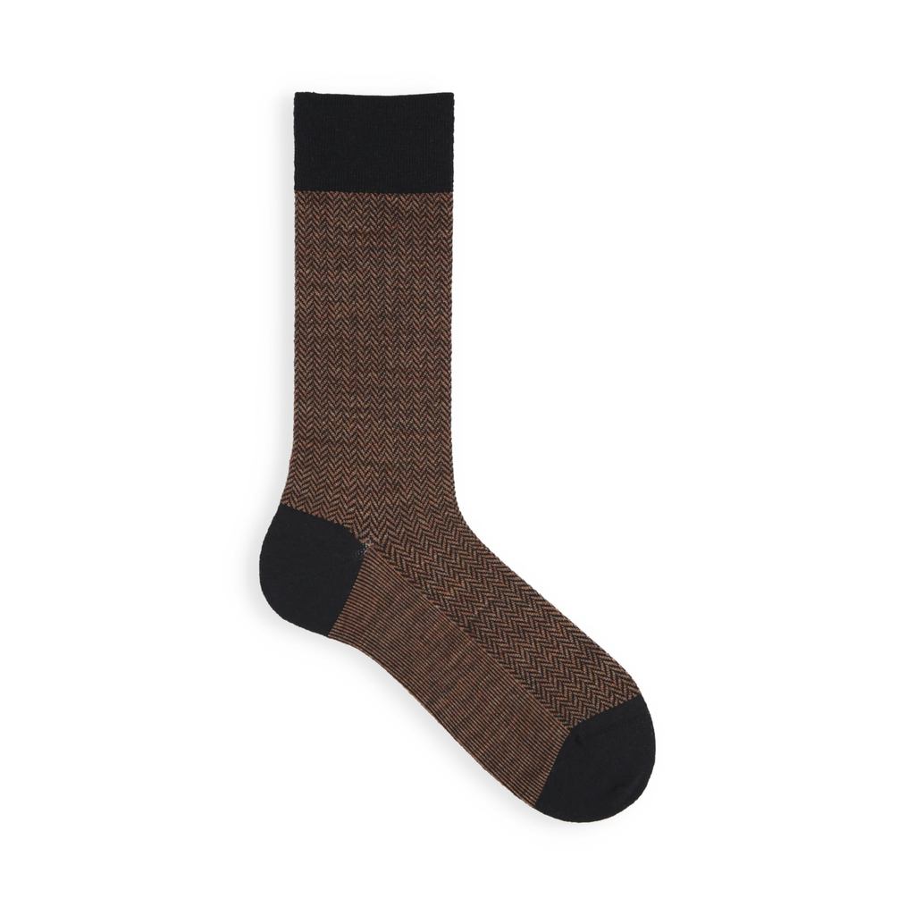 Tabio Men's Wool Herringbone Regular-Length Socks 25.0-27.0cm - Made in Japan Patterned Socks
