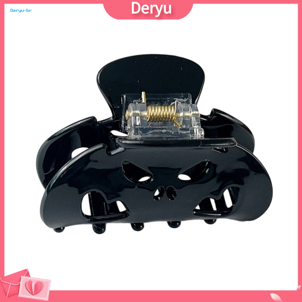 Strong Spring Hair Clip Durable Women’s Back Claw – Black Resin Pumpkin Hat Spider Web Halloween Accessories for Sty