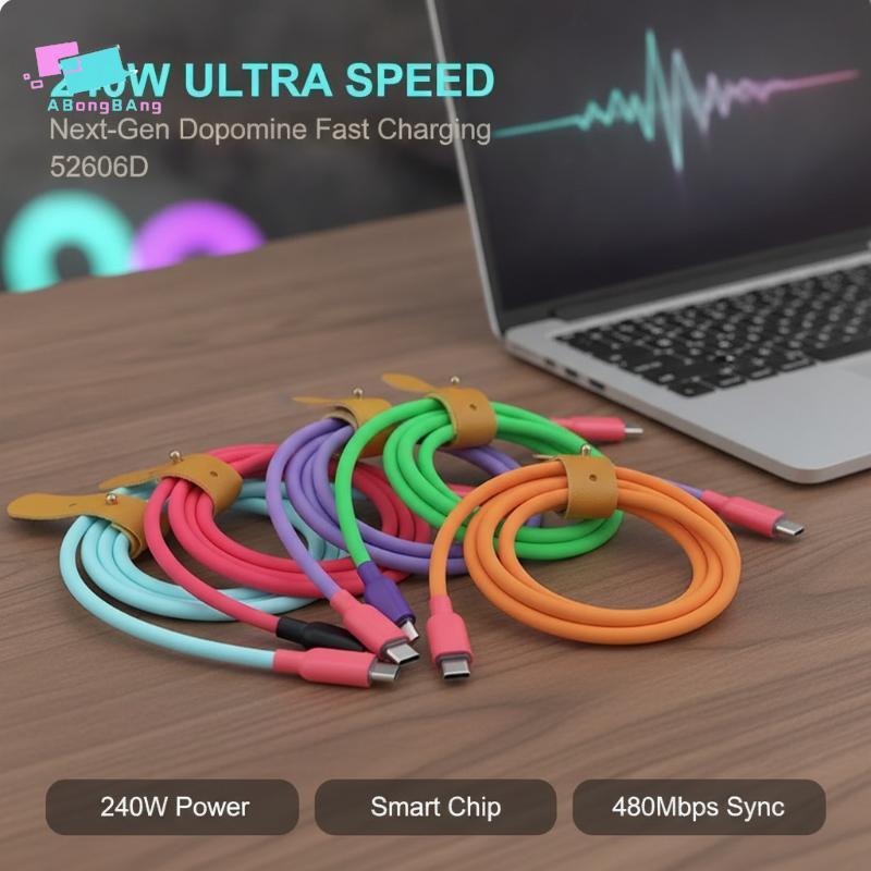 Abongbanghn 240W Silicone Líquido USB C Para Cabo De Carregamento 480Mbps Transferência De Dados 17 16 15 Pro Max S26 Us