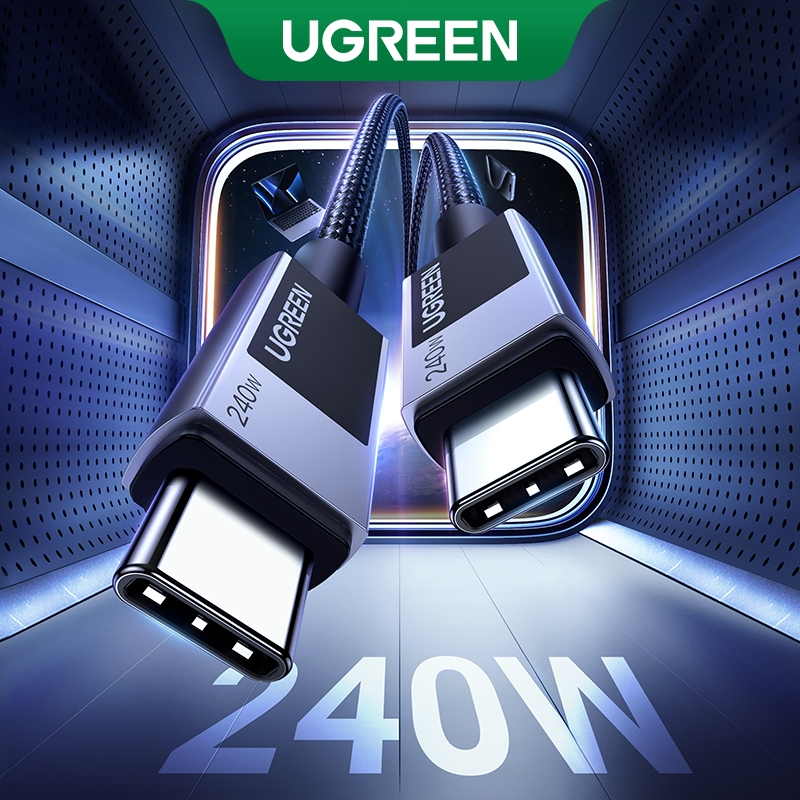 UGREEN 240W PD3.1 Tipo C A 480Mbps Cabo De Carregamento Rápido Trançado USB Para Macbook , iPhone 15 Pro Max , Tabletes
