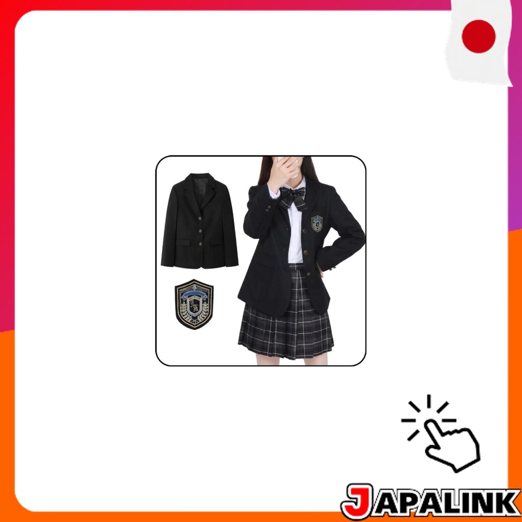 Joyesplay Blazer Escolar Feminino JK Uniforme Formal Jaqueta com Patches Preto 【Direct from Japan】