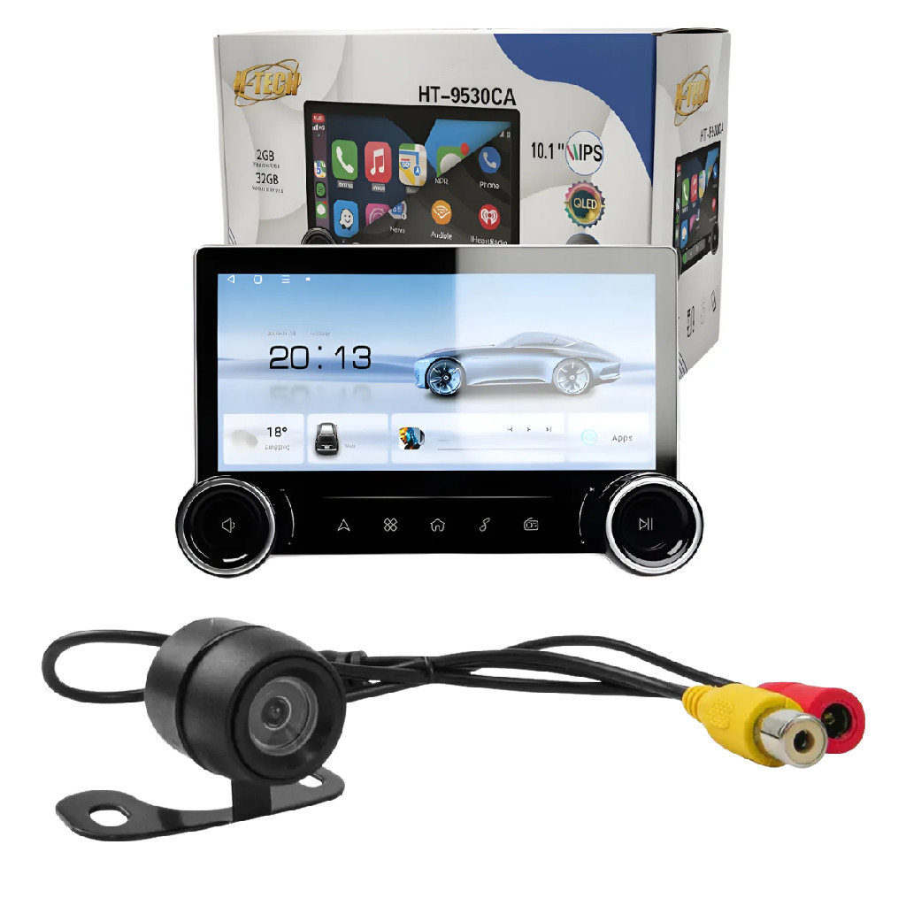 Central Multimídia 10pol Qled 32gb + Câmera De Ré 120° Htech