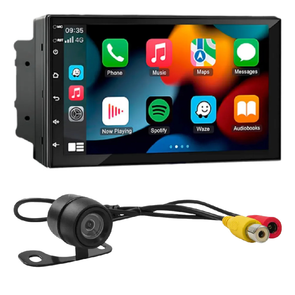 Multimídia 2 Din 7pol 4gb Ram 64g + Câmera De Ré 120° H-tech