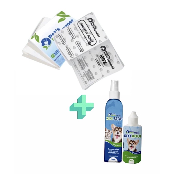 kit Jornal Pet 50 Folhas+xixi stop Pet´s Newspaper + brinde gel dental chocolate
