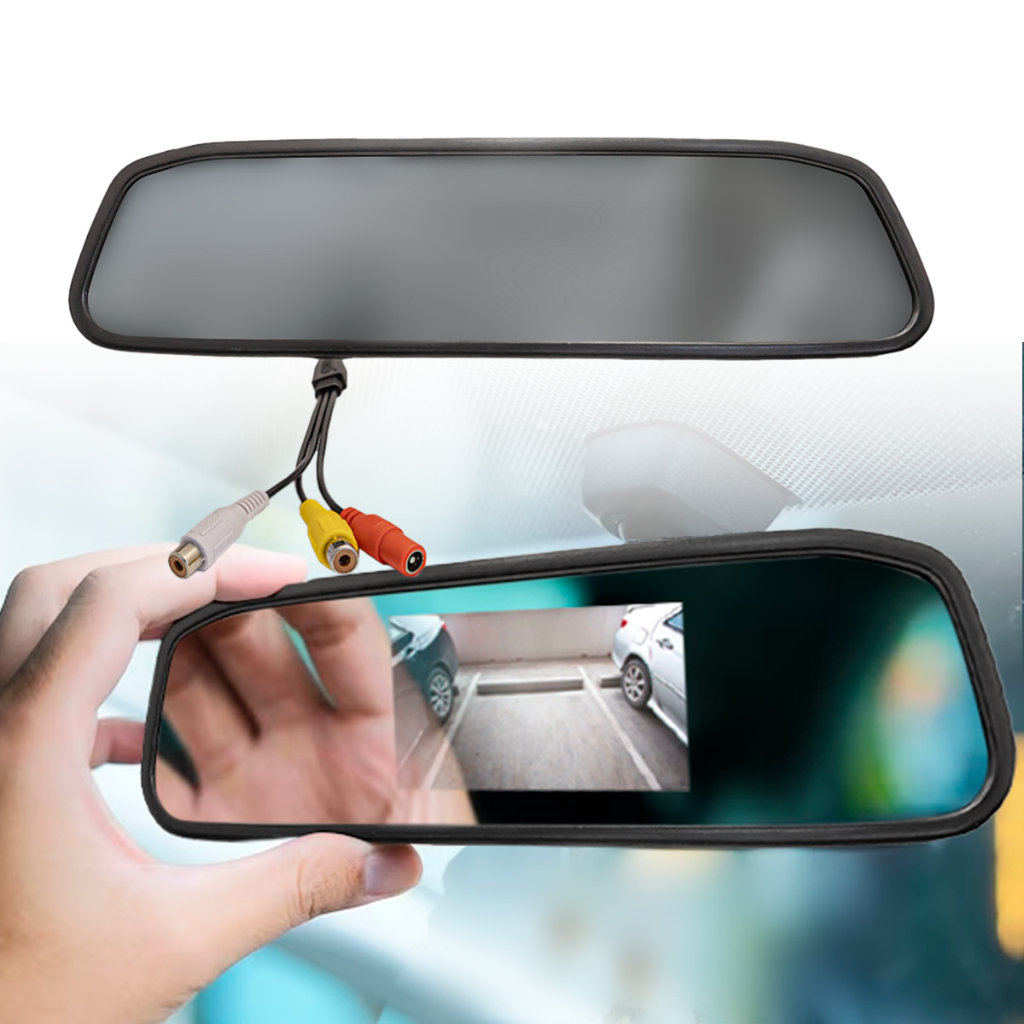 Espelho Retrovisor LCD Monitor Display LCD 4,3” Automotivo Carro