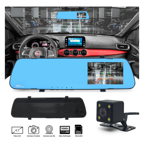 Kit Espelho Retrovisor com Monitor Full HD e Câmera de Ré – Aiker ACV-235