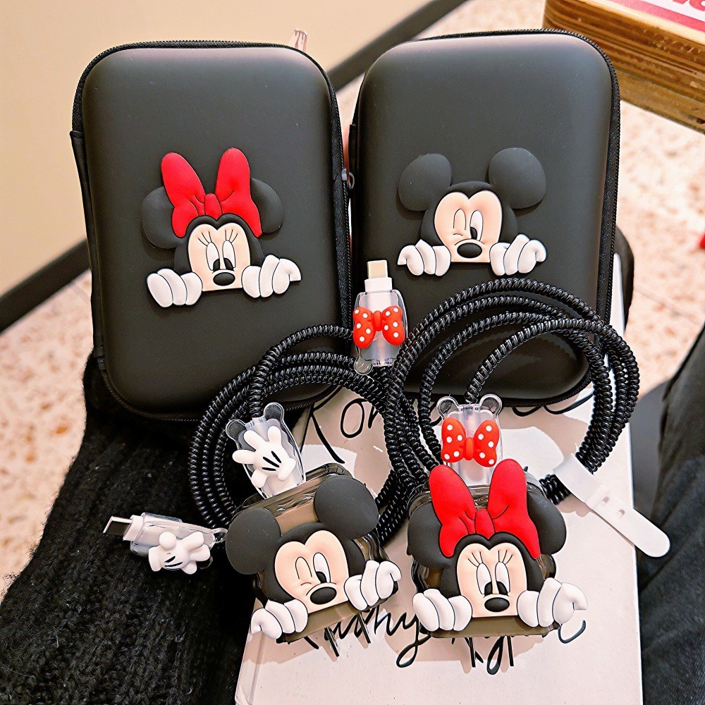 Protetor De Cabo Fofo Do Mickey Minnie Compatível Com iPhone/iPad 18W/20W Carregador Caso Gerenciamento De Cabos Organiz
