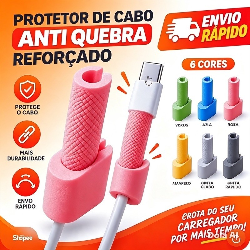 Protetor para Cabo de Iphone Tipo C Repara Recupera Cabo Carregador Danificado Capa Reforço AntiQuebra Ipad kit com 2