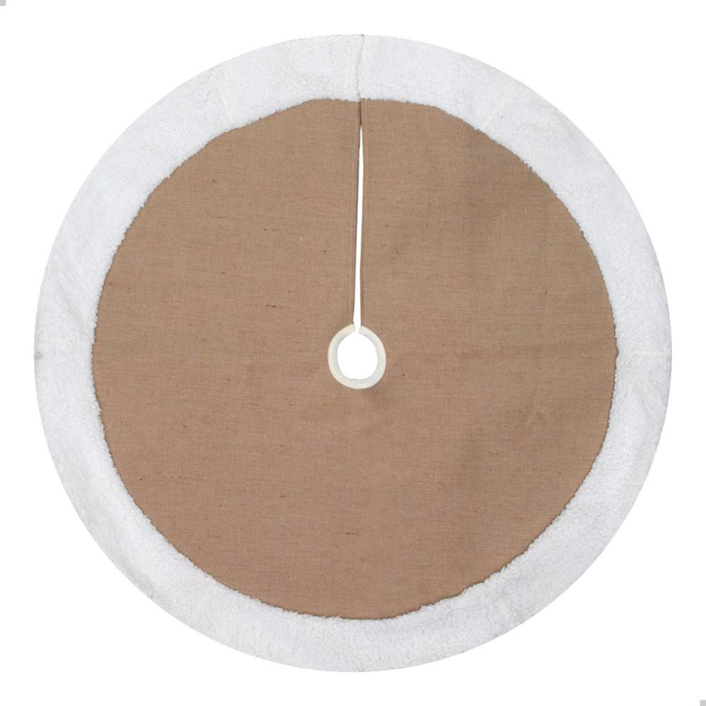 Saia Árvore De Natal Lisa Bege Branco Decoração 100cm