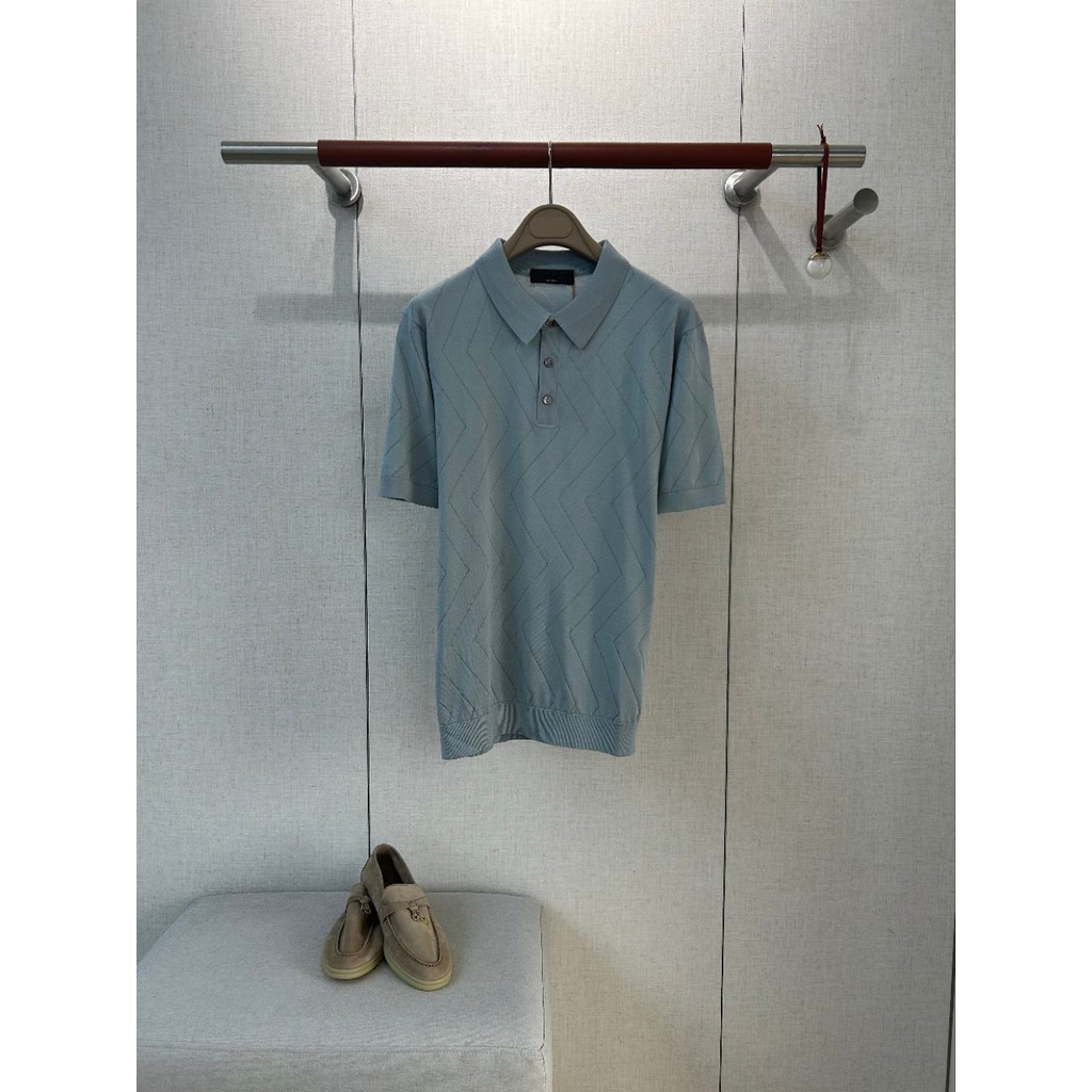 Men's twill jacquard cashmere blend combed cotton long-staple cotton jacquard lapel short-sleeve shirt POLO Shirt