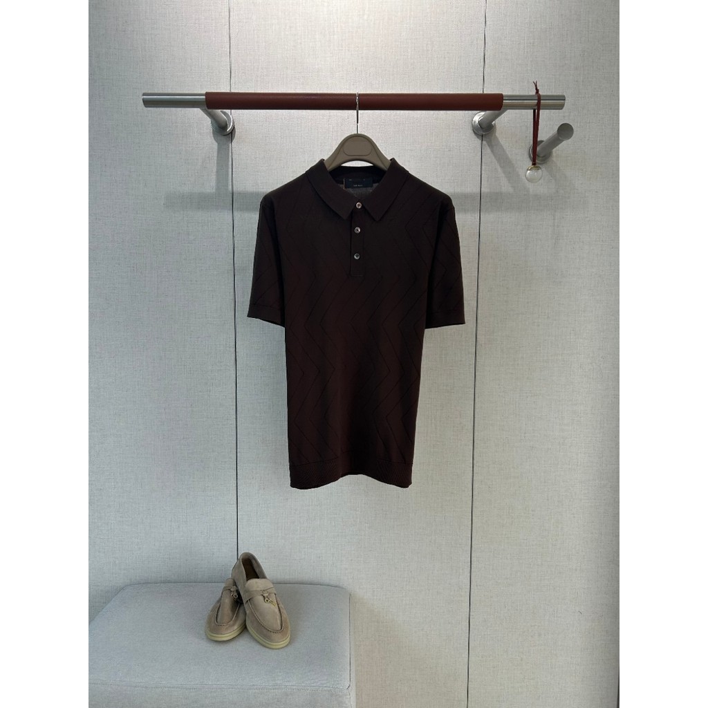 Men's twill jacquard cashmere blend combed cotton long-staple cotton jacquard lapel short-sleeve shirt POLO Shirt