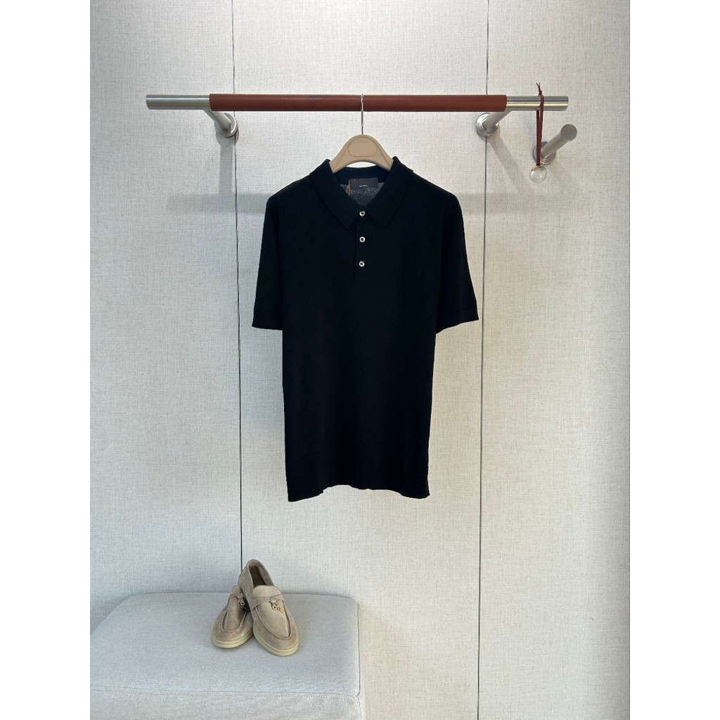 Men's twill jacquard cashmere blend combed cotton long-staple cotton jacquard lapel short-sleeve shirt POLO Shirt