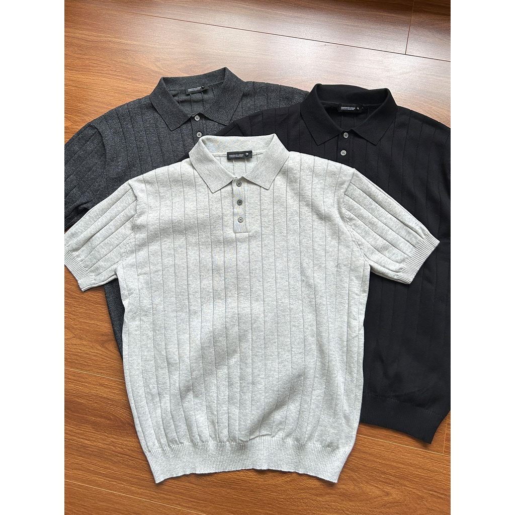 Estilo de dinheiro antigo luz luxo Jacquard camisa polo de manga curta masculina negócios Casual cabido cor sólida lapel
