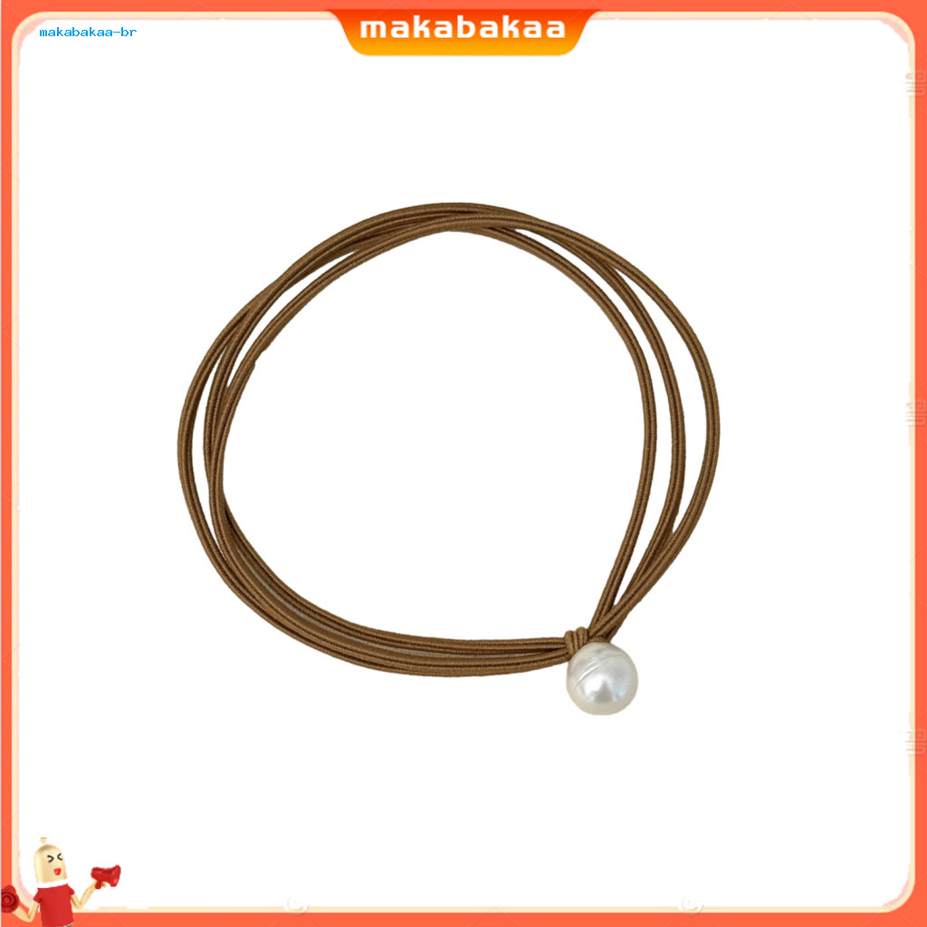 10pcs Pearl Decor Hair Bands High Elastic Strong Rubber Ties No Slip Versatile Headbands for Women Girls Casual Commutin