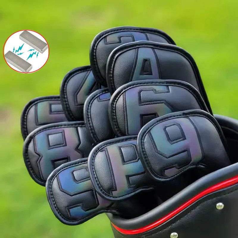 10Pcs Magnetic Golf Iron Wedge  High-end Golf Iron Head Cover Iron Head Cover cover 3-9 ASP 10pcs 6 colors Golf Accessor