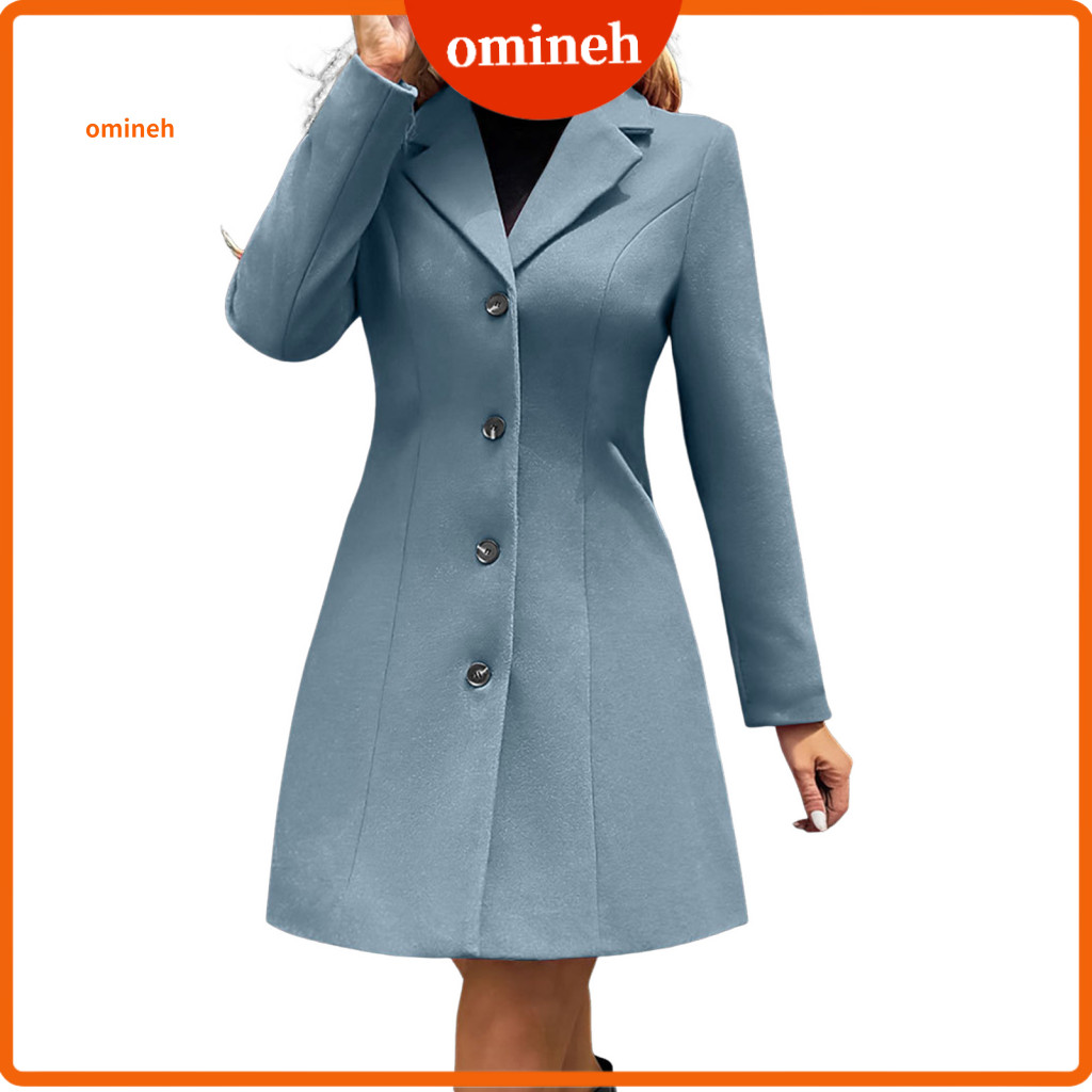 Long Sleeve Outerwear Warm Fall Jackets Women’s Notch Lapel Coat Slim Fit Single Breasted Blazer Jacket Solid Color fo