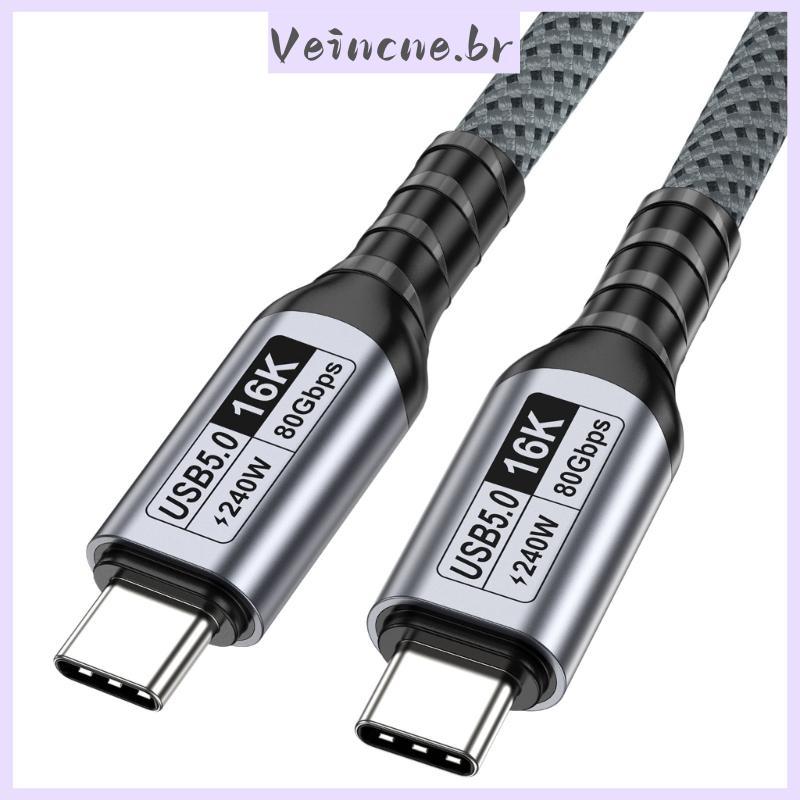 VEI Premium USB5 0 Type C Para Exibição 16K 80Gbps Transferência 240W Power