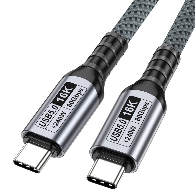 KOK Avançado USB5 0 Tipo C Cabo 16K60Hz Display 80Gbps Velocidade Sincronização De Dados 240W Entrega De Energia Para Di