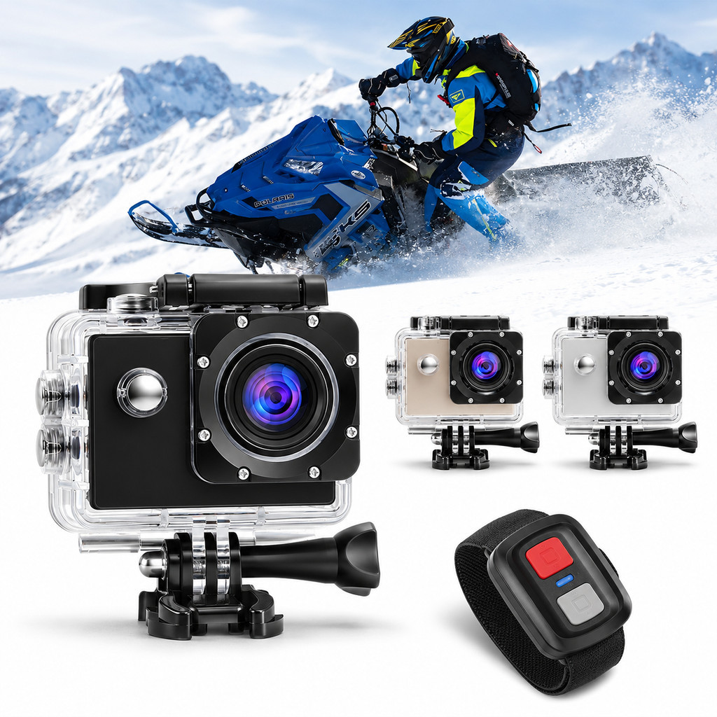 Action Cam 4K WiFi Câmera Esportiva Ultra HD 170° Grande Angular Para Bike Moto Capacete e Carro