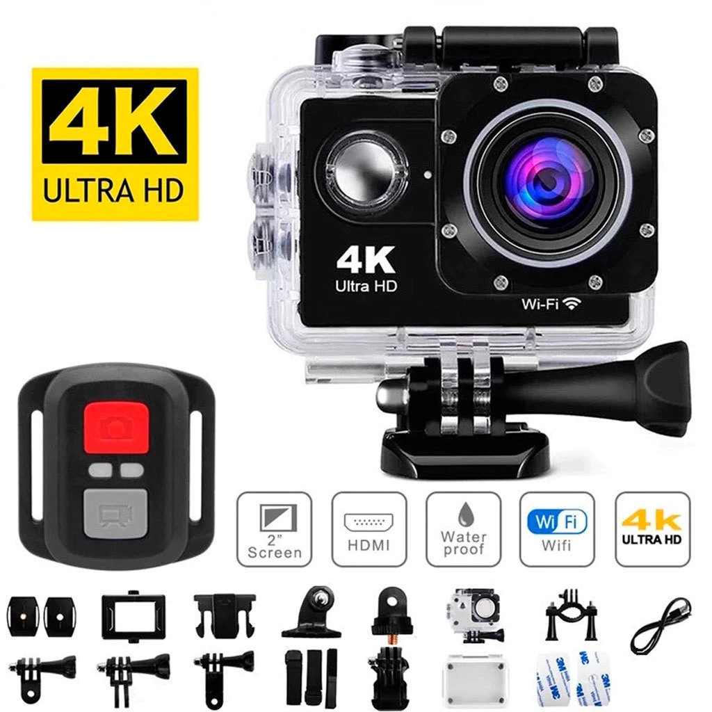 Câmera de Ação 4K Ultra HD WiFi Sport Go Cam Pro À Prova D’Água 170° Full HD Esportes Radicais Mergulho Motovlog