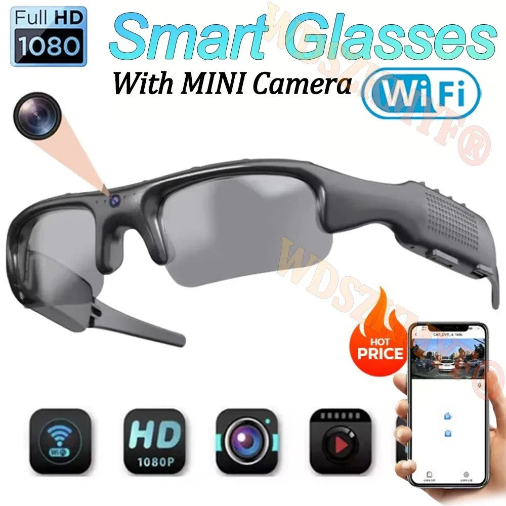 Gravador De Vídeo HD 1080P WIFI APP Câmera DV Para Esportes Ao Ar Livre , Óculos Inteligentes , Grande Angular 170 ° , E