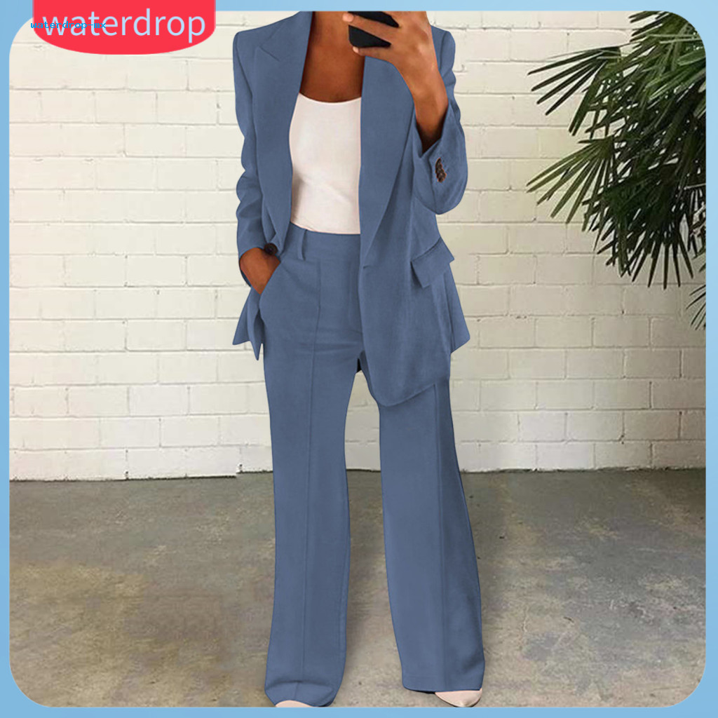 Women’s Formal Pants Suit Set – One Button Blazer Long Sleeve Trousers Business Office Two-piece Outfit Dressy Workw