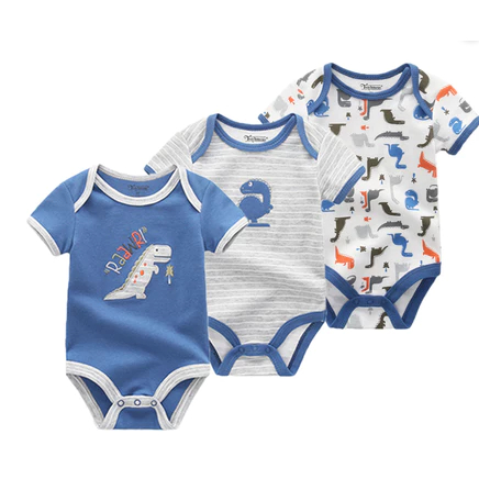 3 Pçs/lote Verão Cartoon 100% algodão O-Neck Baby Boys Girls Bodysuits