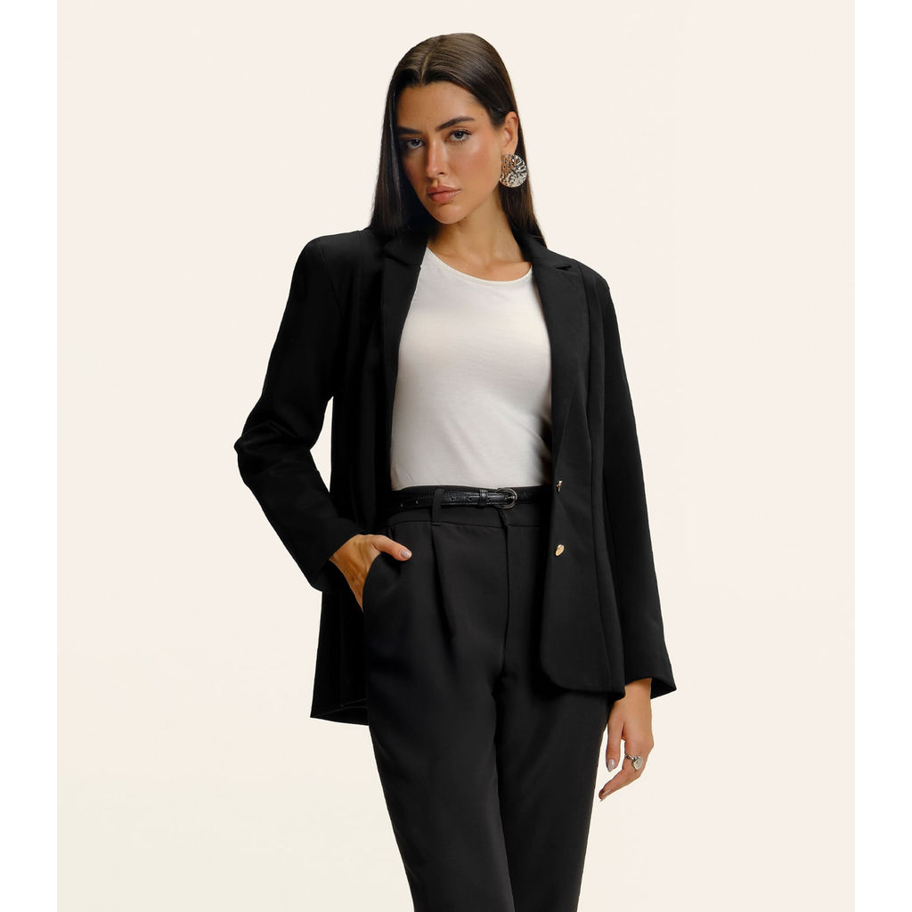 Blazer Feminino Alfaiataria Manga Longa Endless Preto