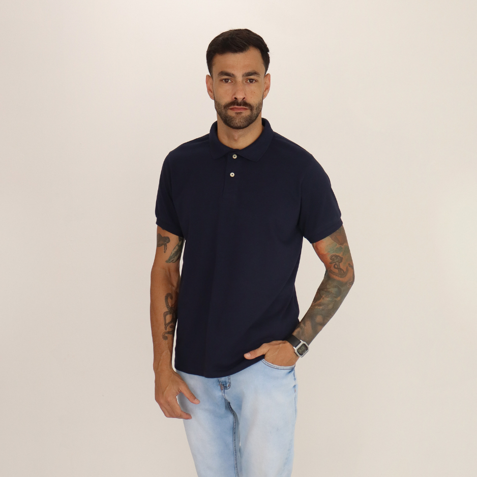 Camisa Gola Polo Lisa Basica Masculina Premium - Casual - Formal -  Trabalho -  Laze / AZUL MARINHO