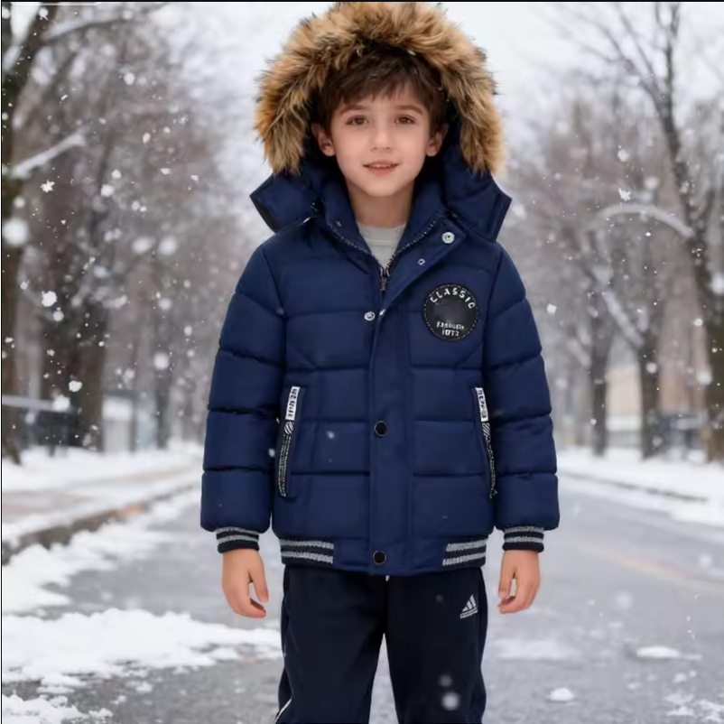 Keeping Warm Kids Jacket Cotton Casual Autumn And Winter Boys Jacket Hooded Zipper Fashion Boys Coat
