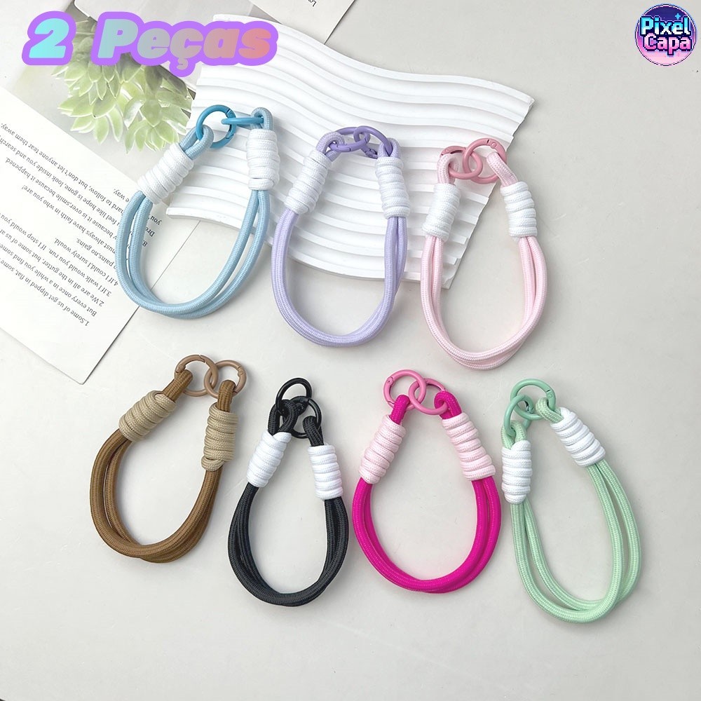 2 Unidades Cordão Correias Curta Nylon Combinação Cores pra Capinha Celular Chaveiro Anti-Queda Alta Qualidade GS002