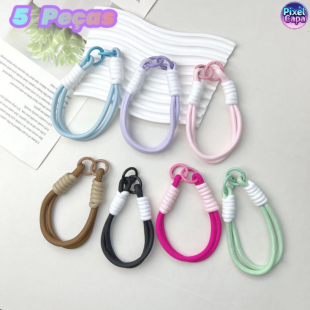 5 Unidades Cordão Correias Curta Nylon Combinação Cores pra Capinha Celular Chaveiro Anti-Queda Alta Qualidade GS002