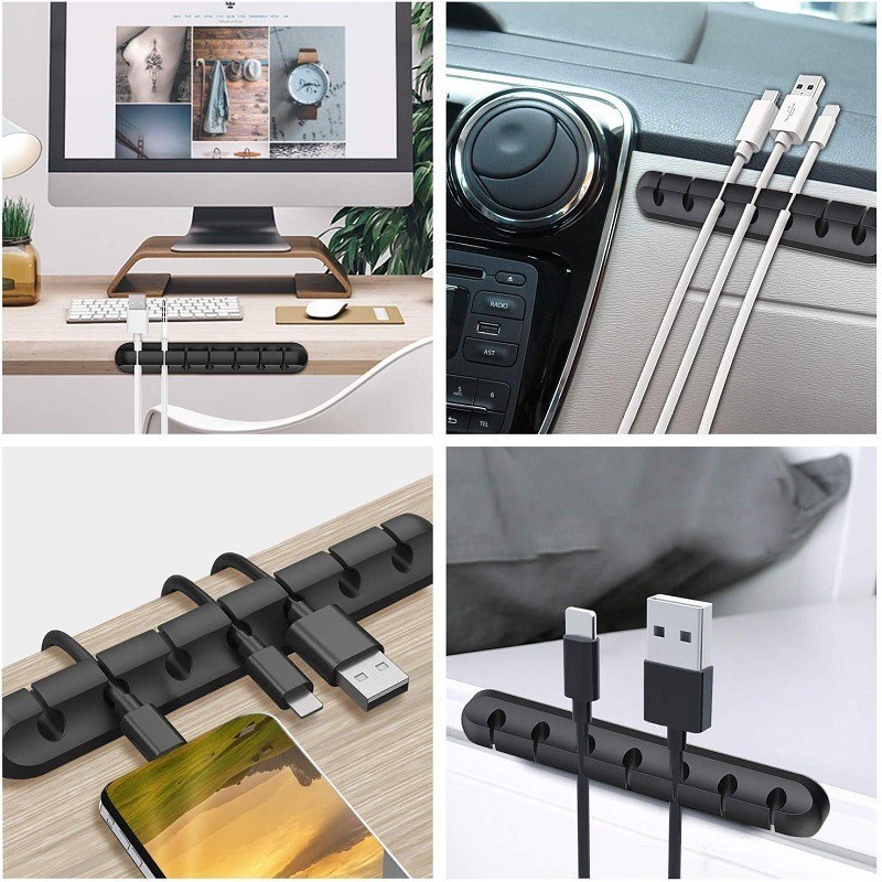 Silicone Gestão Tidy Cabo Organizador Organizador Enrollador De Cabo Usb Desktop Clips Cabo Suporte Para Mouse Fone De O