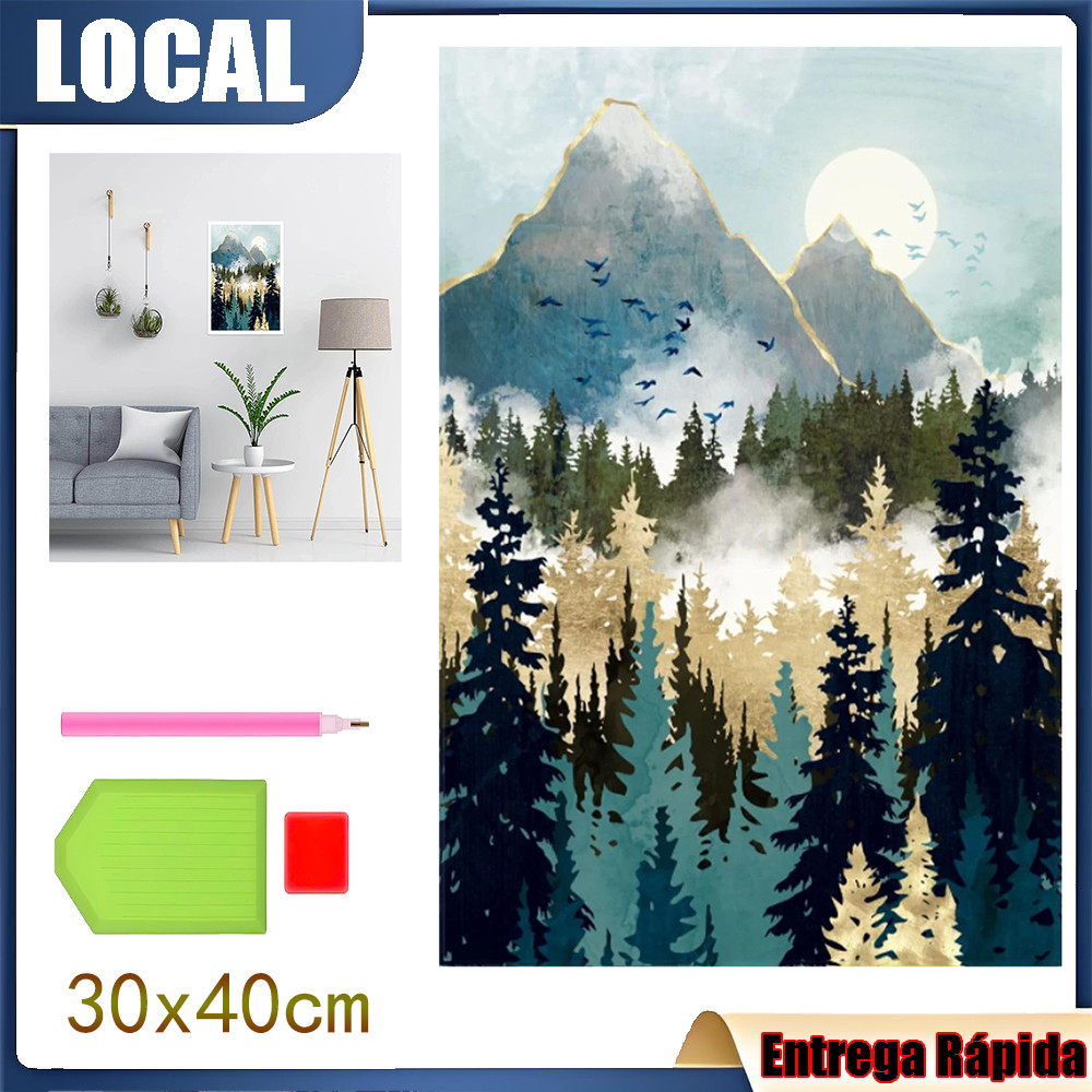 Kit de pintura diamante DIY (Jinlin Winding Wushan) 30x40cm Diamante quadrado decoração de parede artesanal
