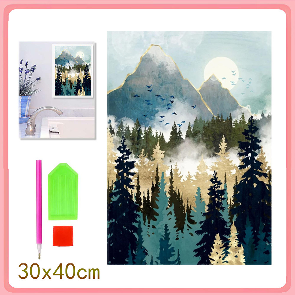 Kit de pintura diamante DIY (Jinlin Winding Wushan) 30x40cm Diamante quadrado feito à mão adequado para presentes