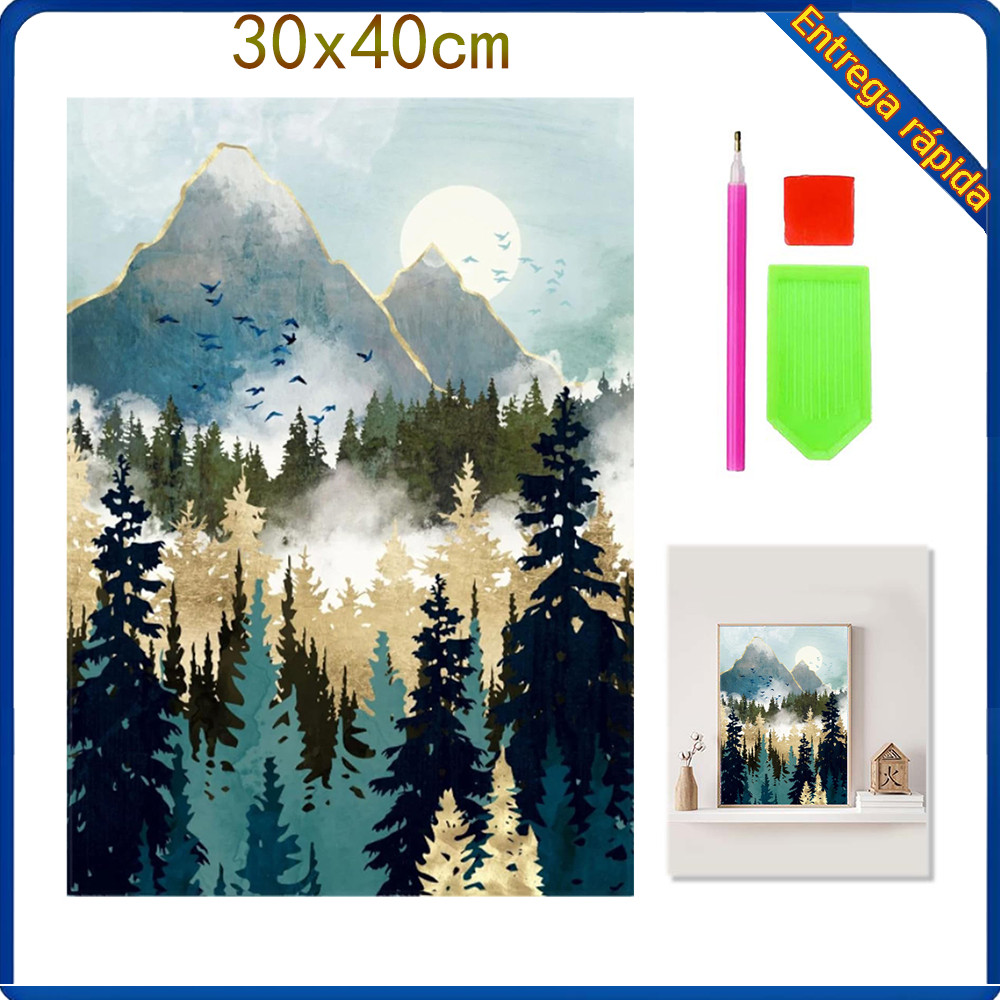 Kit de pintura diamante DIY (Jinlin Winding Wushan) 30x40cm Diamante quadrado feito à mão adequado para presentes
