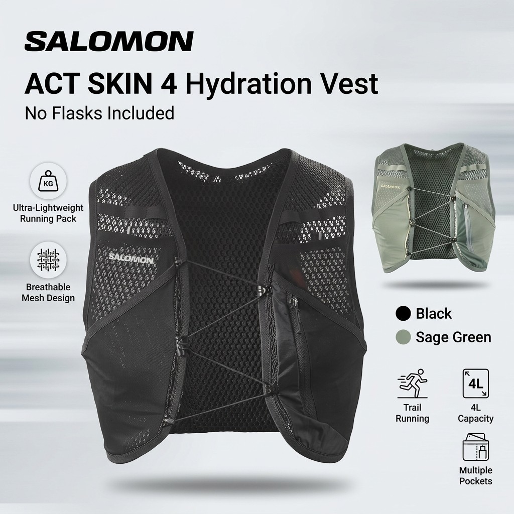 Salomon ACT SKIN 4 Hydration Vest Backpack No Flasks Unisex Running Pack