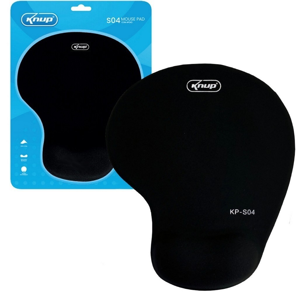 Mouse pad Ergonomico Apoio Punho Pulso Gel Emborrachado Escritório 22x19cm KP-S04