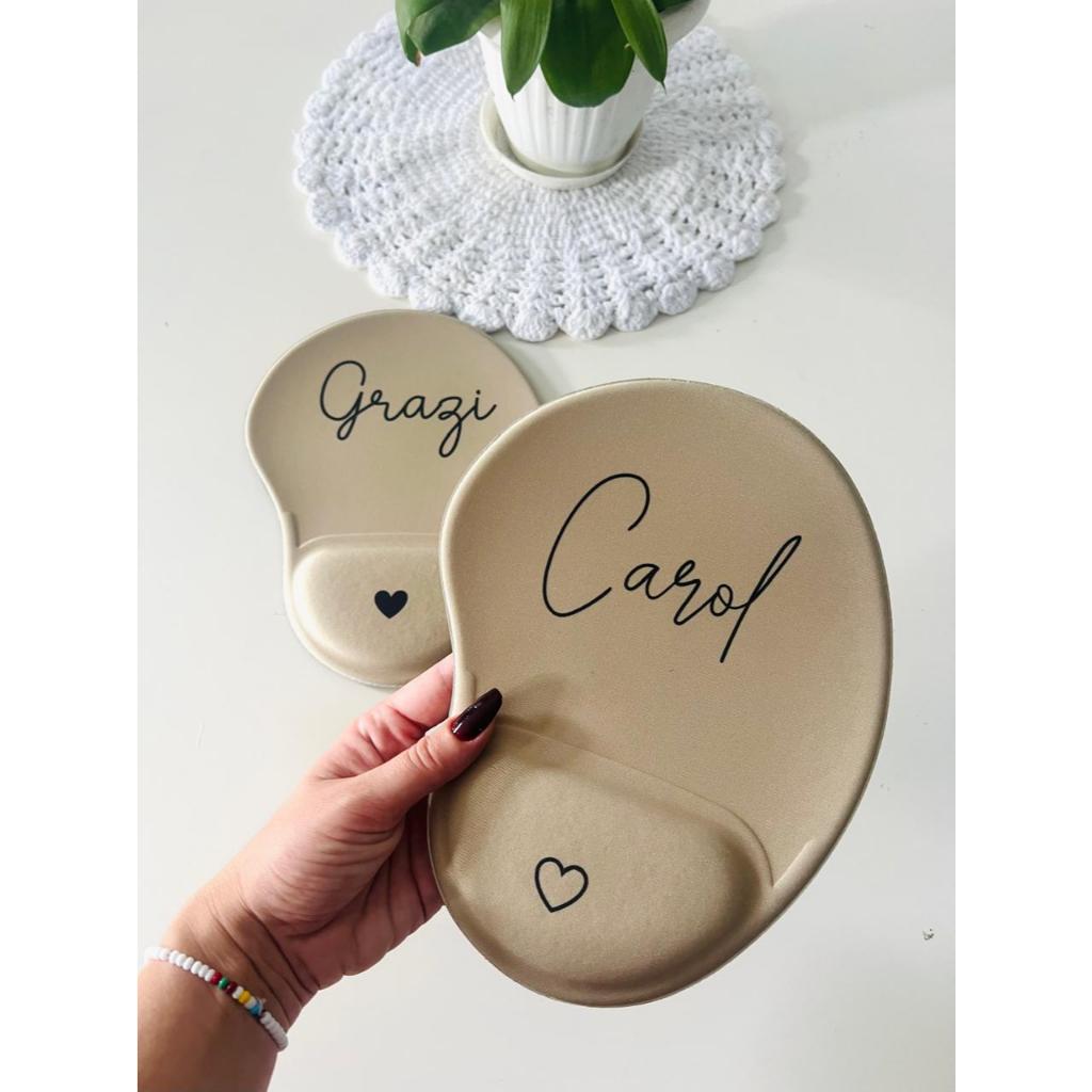 Mouse pad Gota com Apoio Bege Personalizado com Nome Escolha