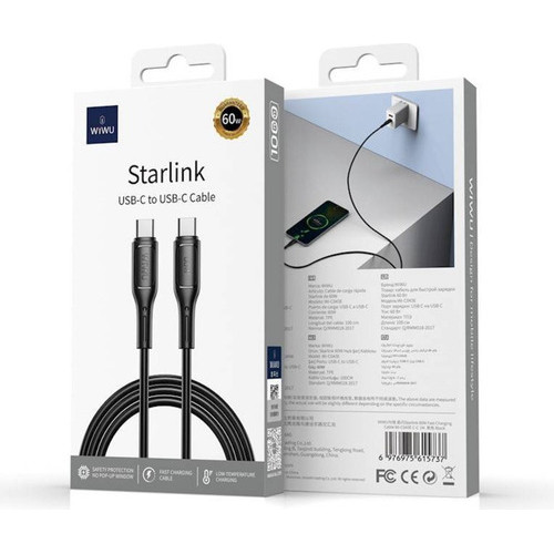 Cabo Wiwu Starlink  Tipo-c X Tipo-c 60w 100cm  Preto 5737
