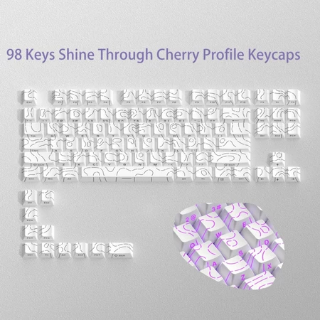 Topográfico Shine-Through Cereja Profile PBT Side Print Dye-sub Keycap Set 98-KEY