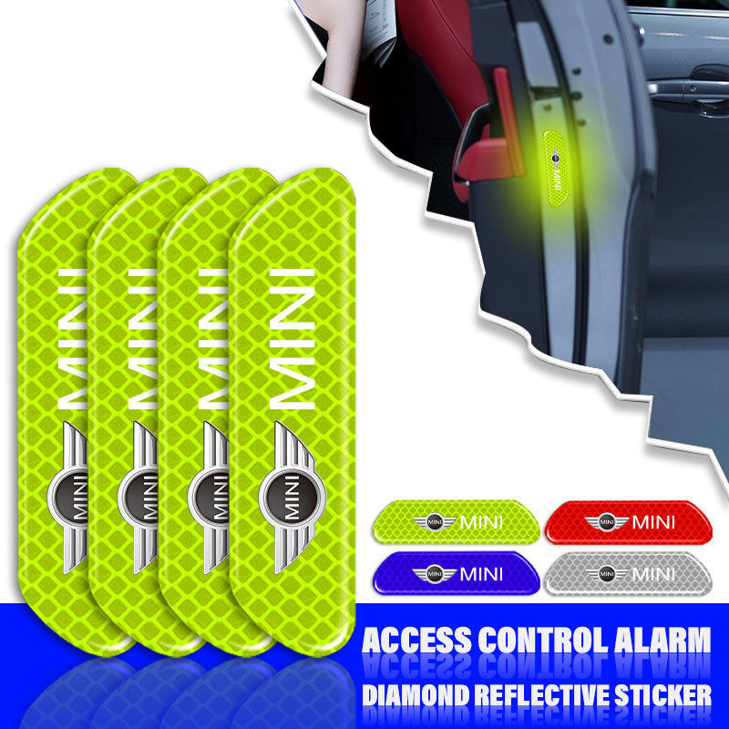 4 Adesivos Refletores de Segurança para Porta de Carro para MINI Cooper One JCW Clubman Countryman R55 R56 F55 F 2LIB