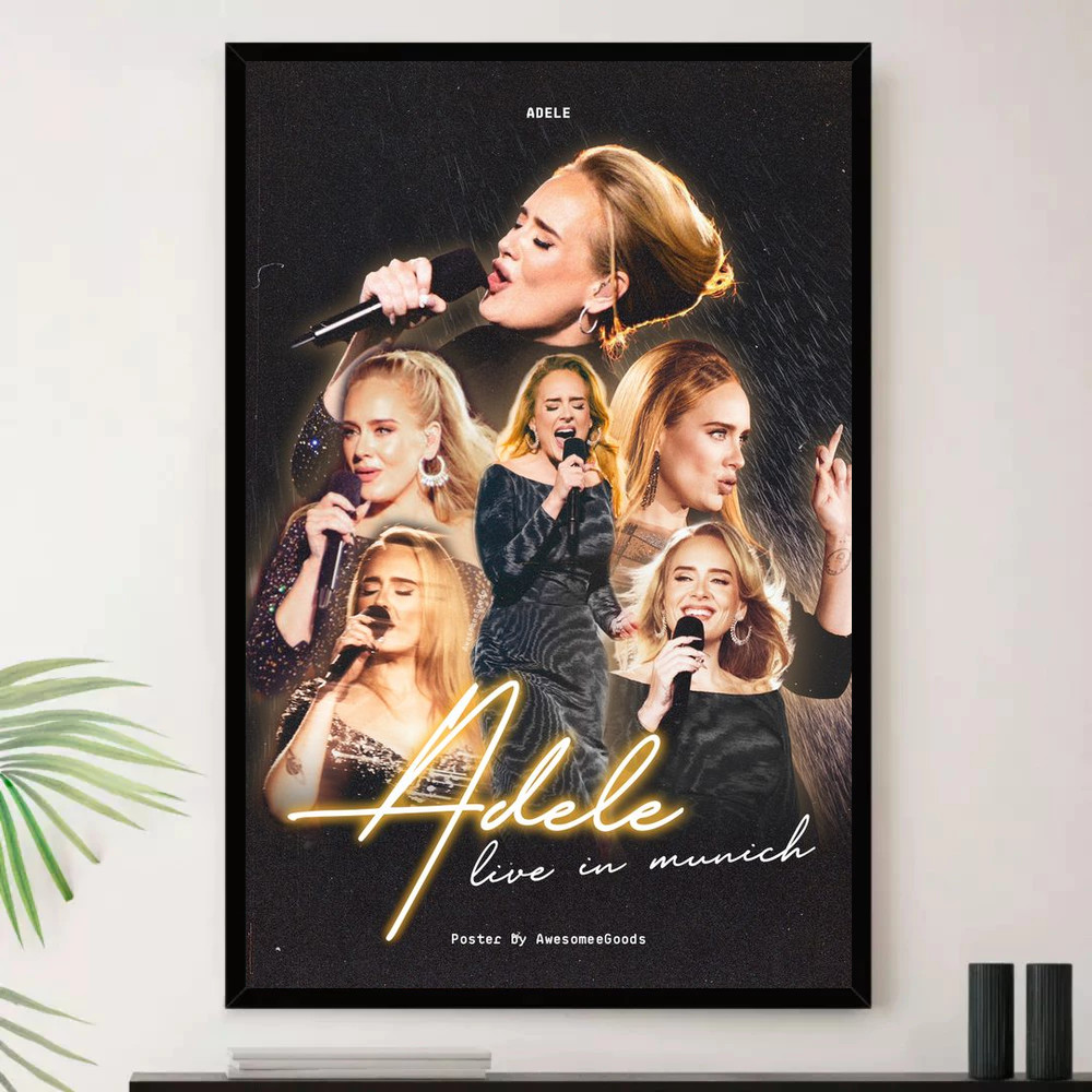 Quadro Placa Decorativa Música Internacional Adele Pop e Dance Pop Álbuns com Moldura