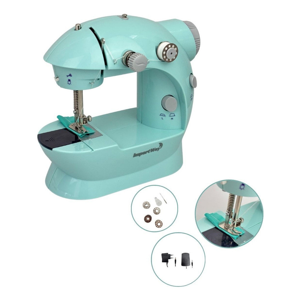 Mini Máquina de Costura Azul Bivolt IWMC507AZ Importway
