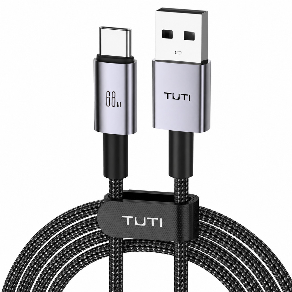 Cabo Carregador Turbo 66W USB-A para USB-C | Nylon Reforçado e Conector em Liga de Alumínio - Carregamento Rápido