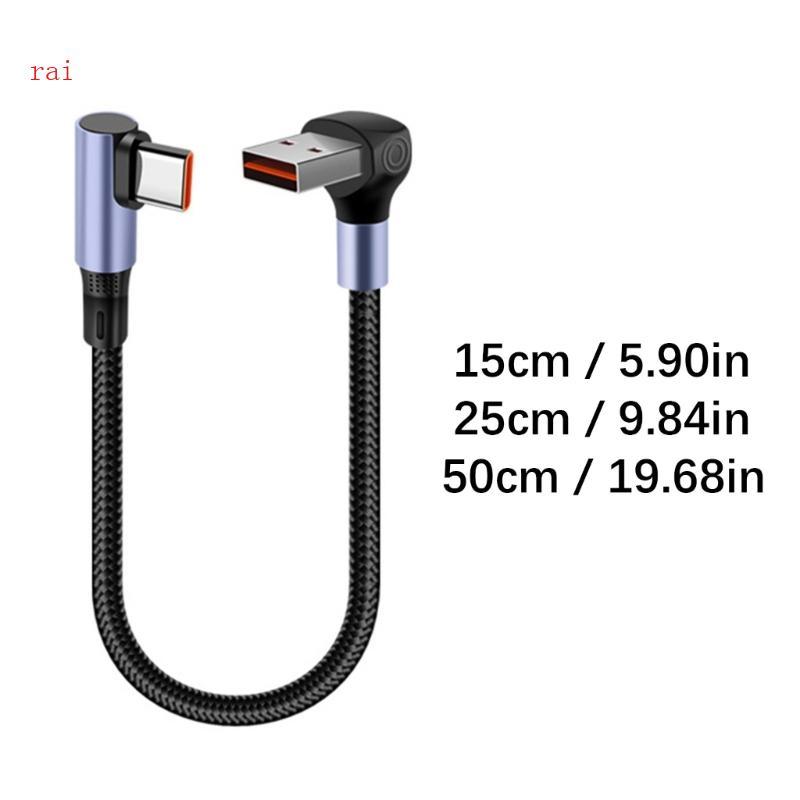 rai 66W Nylon Cotovelo USB Para Type C Carregamento Rápido Caixa Alimentação 15cm 25cm 50cm