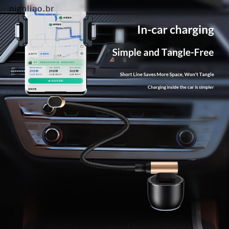 nignliao 66W Trançado Nylon USB C Cabo Curto Carregamento Rápido De 90 Graus Para Design De Tamanho Poeta BR