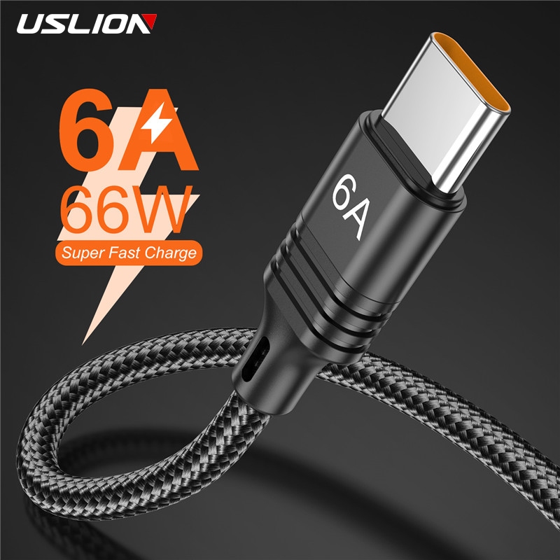 Cabo USB-A x USB-C Quick Charge 66W 6A Nylon 2m Uslion